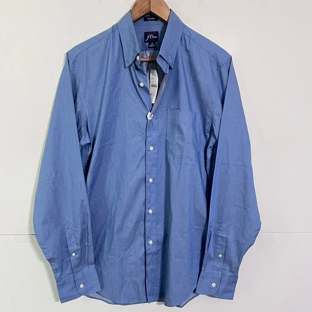 Jcrew Mens Shirt Size S Lightweight Blue Performance Stretch Classic Long Sleeve